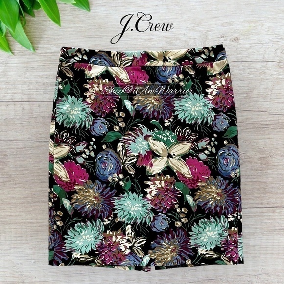 J.Crew vibrant floral stretch cotton sateen pencil skirt *shop@iamwarrior - Picture 8 of 14